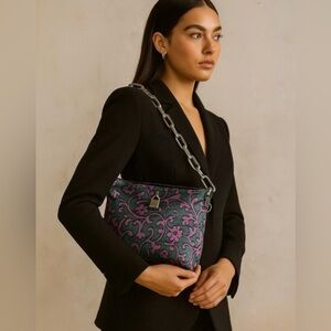 Marc Jacobs Green/Purple Satin Cartoon Paisley Rage Bag Purse Rare Y2K Vintage